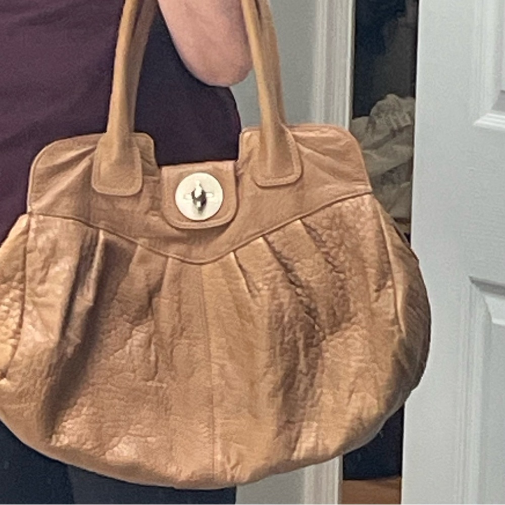 Vintage Stuart Weitzman Collection Camel Color Satchel Handbag